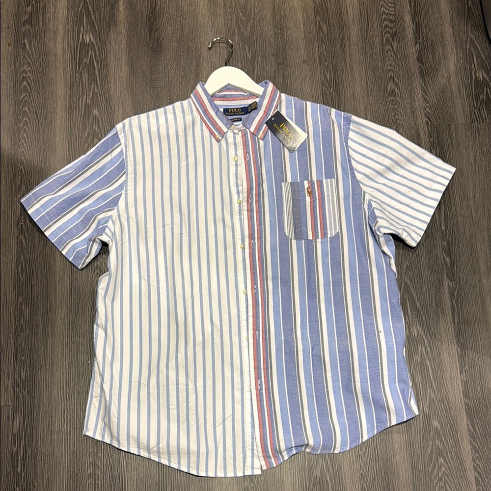 Polo by Ralph Lauren Blue and White Casual Button Down Shirt